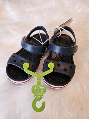NWT Crocs Kids' Bayaband Sandal - Navy / Pepper - Velcro Strap, Size C 6